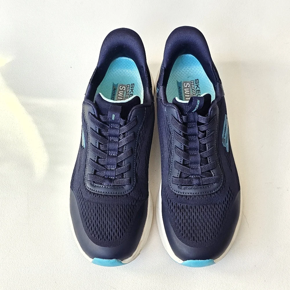 Skechers Hands Free Swift Fit Navy Sneakers Arch Comfort Womens 8